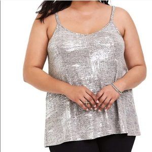 Torrid Silver Foil Hacci Swing Cami Tank Top 3X